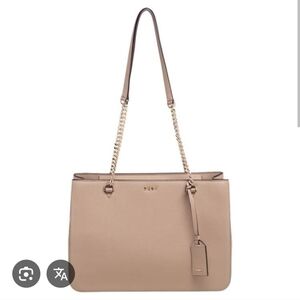 DKNY Beige Leather Bryant Park Chain Tote